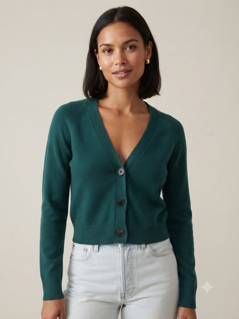 KOTN Sz S Green Knit Relaxed Cotton Cardigan Sweater